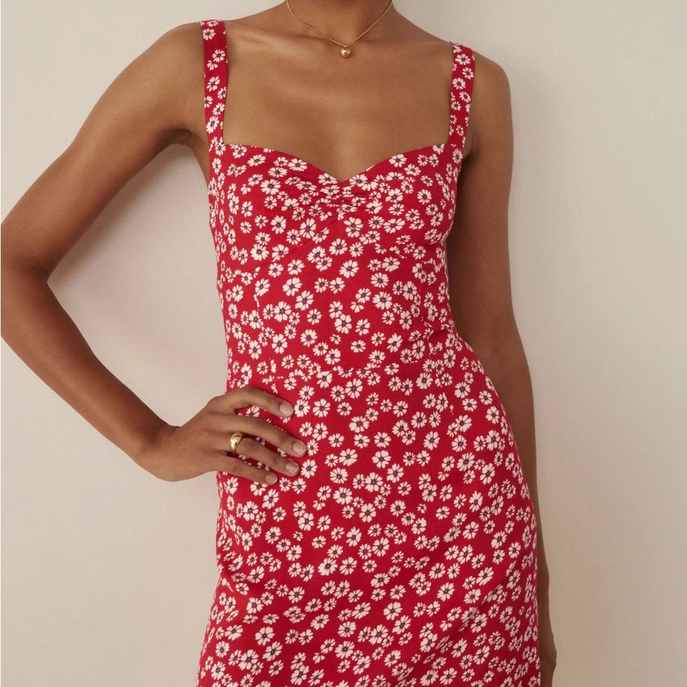 Reformation Baldwin Red Floral Mini Dress